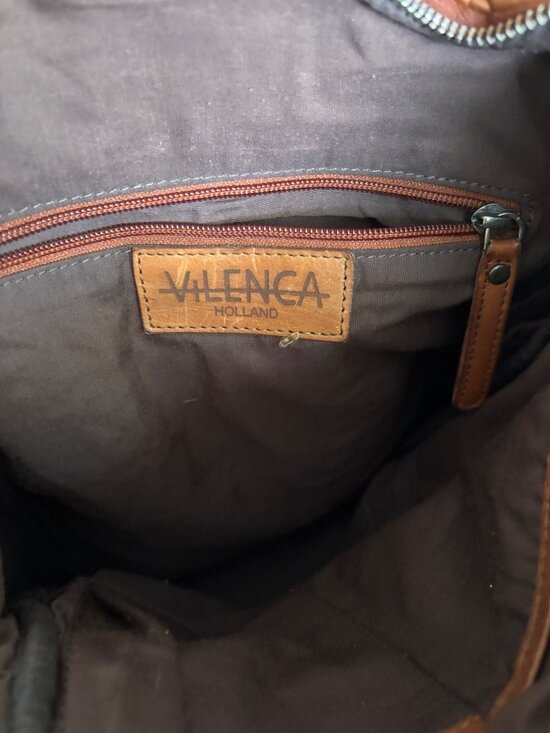 Vilenca Holland Emilia Woven Genuine Leather Woven Backpack Cognac Brown main image 7